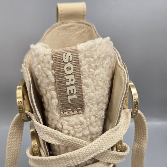 SOREL Caribou X Cozy Lace Up Boot Bleached Ceramic Oatmeal Beige Size 8 - Picture 6 of 15
